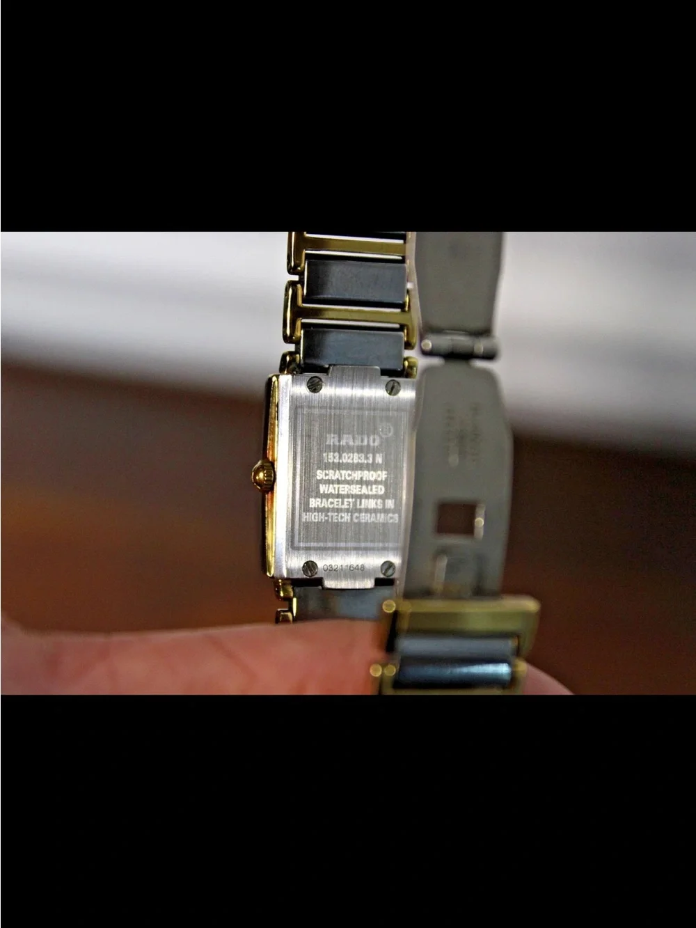 Rado dark grey  and Gold Square Ceramic Bracelet Watch